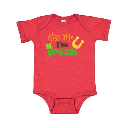 

Inktastic Saint Patrick s Day Kiss Me I m Irish Clovers Gift Baby Boy or Baby Girl Bodysuit