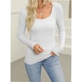 thumbnail image 4 of Long Sleeve Shirts for Women Fall Outfits Knit Tops Scoop Neck Slim Fit Basic Tee, 4 of 6