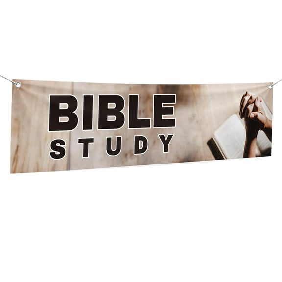 Bible Study Large Banners and Signs for Outdoor by DreamController-Polyester Banner with 4 Holes for Easy Hang Indoor & Outdoor|4x1 Feet HD Banner to Promote Church| Made in USA