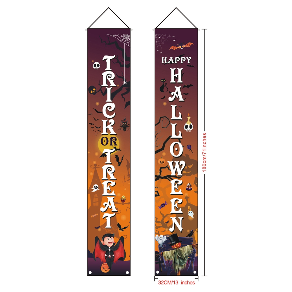 Halloween Porch Sign Banner Decorations, Outdoor Trick or Treat Happy