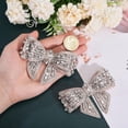 thumbnail image 3 of 2pcs Detachable Cloth Bowknot Shoe Decoration with Rhinestone Pink 72x99x30mm, 3 of 9