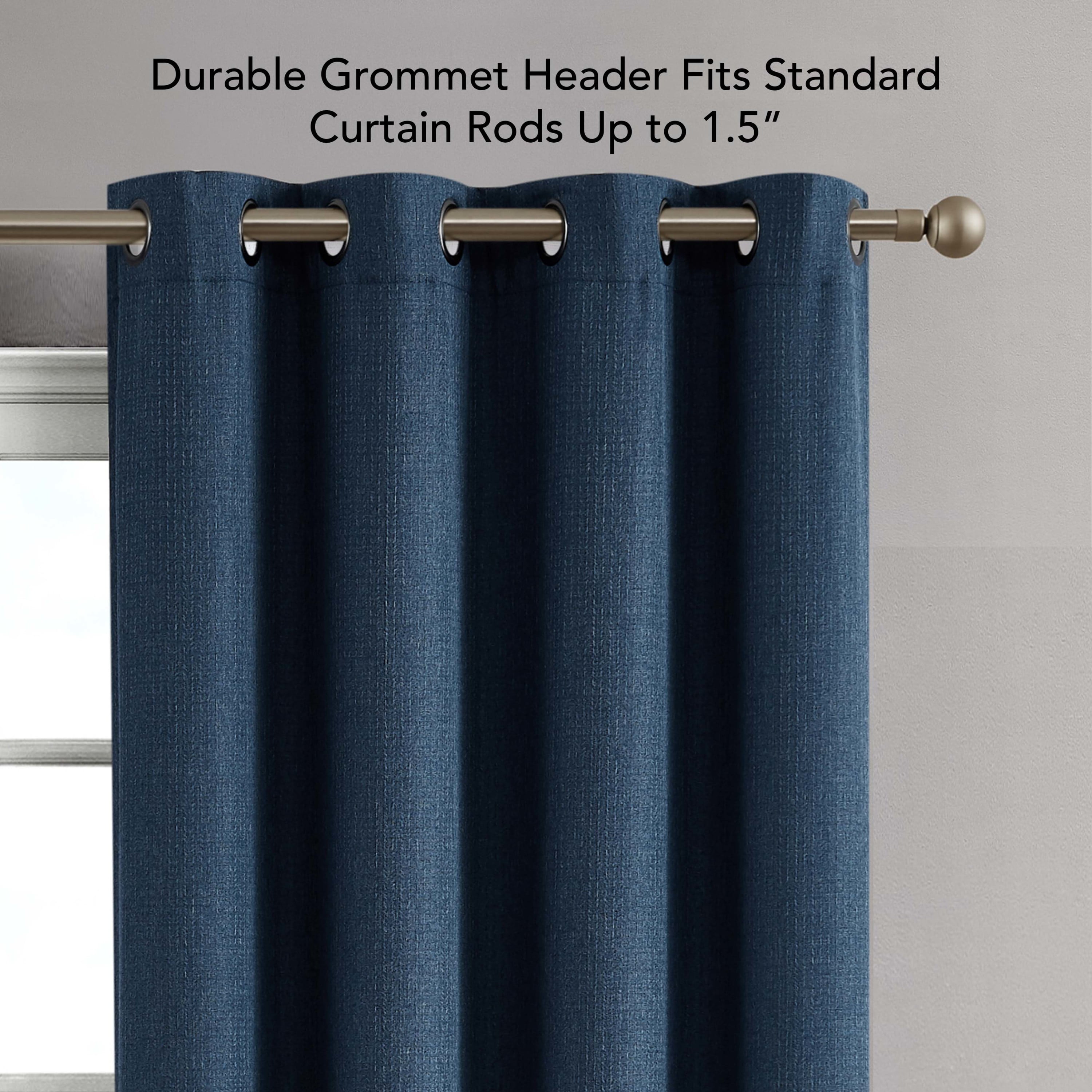 Chyna Blackout Window Curtain Panels with Tiebacks, Grommet, Blue, 50" x 108"