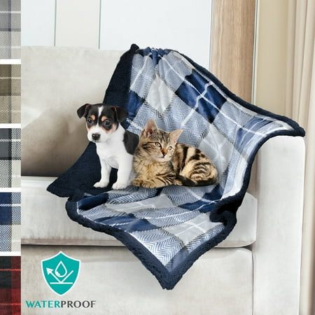 UPC: 0619775266926 | PetAmi Waterproof Dog Blanket For Small Medium Dog  Pet Puppy Blanket Couch Cover Protection  Sherpa Fleece Cat Blanket Couch Sofa Bed Furniture Protector Reversible Soft Washable 29×40 Plaid Navy