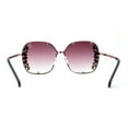 thumbnail image 4 of Womens Marquise Cut Rhinestone Floral Trim Rimless Butterfly Sunglasses Gold Purple, 4 of 4