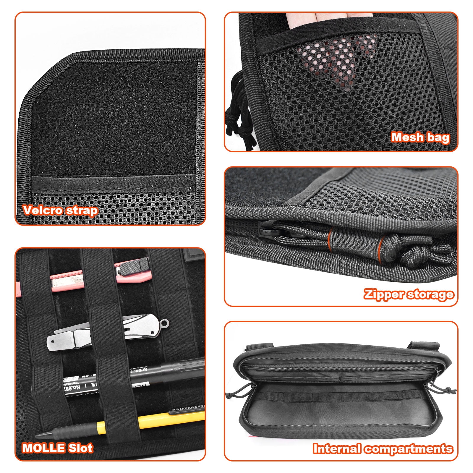 JJMY 1000D Sun Visor Storage Bag Organizer Pouch Sunglasses Holder Hard Molle Panel