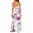 thumbnail image 3 of Women'S Casual Light Purple Floral Romper Spaghetti Strap Wide Leg Jumpsuit Summer Outfits With Pockets, 3 of 7