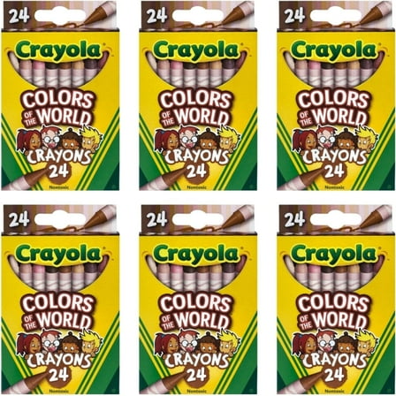 Bundle of 6 Packs - Crayola Colors of the World Crayons (24 Pack)