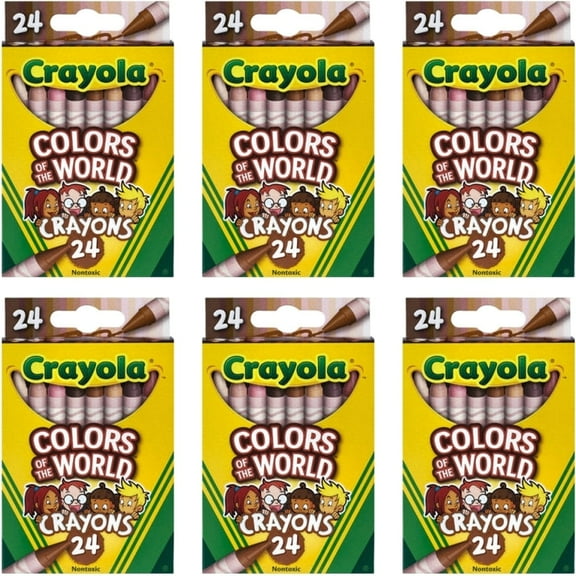 Bundle of 6 Packs - Crayola Colors of the World Crayons (24 Pack)