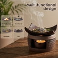 thumbnail image 3 of Grusce Zen Ceramic Incense Holder with Wood Tongs Tealight Wax Warmer and Essential Oil Burner for Wax Melts with Tealight Holder Aromatherapy Stove for Bedtime Calm Home and Office, 3 of 9