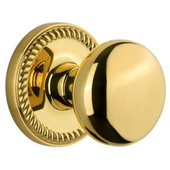 Grandeur Newfav_Psg_238 Newport Solid Brass Rose Passage Door Knob Set - Brass
