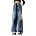thumbnail image 2 of JIAYUE Girls Solid Color Jeans Straight Leg Wide Leg Stretch Denim For Kids Spring Casual Comfortable Everyday Trousers, 2 of 9