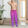 thumbnail image 6 of Lsque Pink Purple Glitter Print Men's Pajama Pants, Lounge Pant - Comfortable Home Wear,Elastic Waistband, Stylish Design-Large, 6 of 9