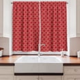 thumbnail image 2 of Ambesonne Trellis Kitchen Curtains, Tie Dye Ikat Fashion, 55"x45", Ruby Ecru, 2 of 3
