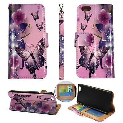 Contour Design Folio Wallet Pnk Flower Butterfly For Iphone 6 4.7 Syn Leather Folio Dual Layer Interior Design Flip PU Leather case Cover Card Cash Slots & Stand ()