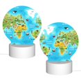 thumbnail image 2 of Pofeuu World Map With Animals Landmarks Print LED Christmas Night Light Lamp Base Gift DIY 3D Clear Acrylic Blank Engrave Sheets for Room Cafe Bar Birthday Party Decoration, 2 of 9