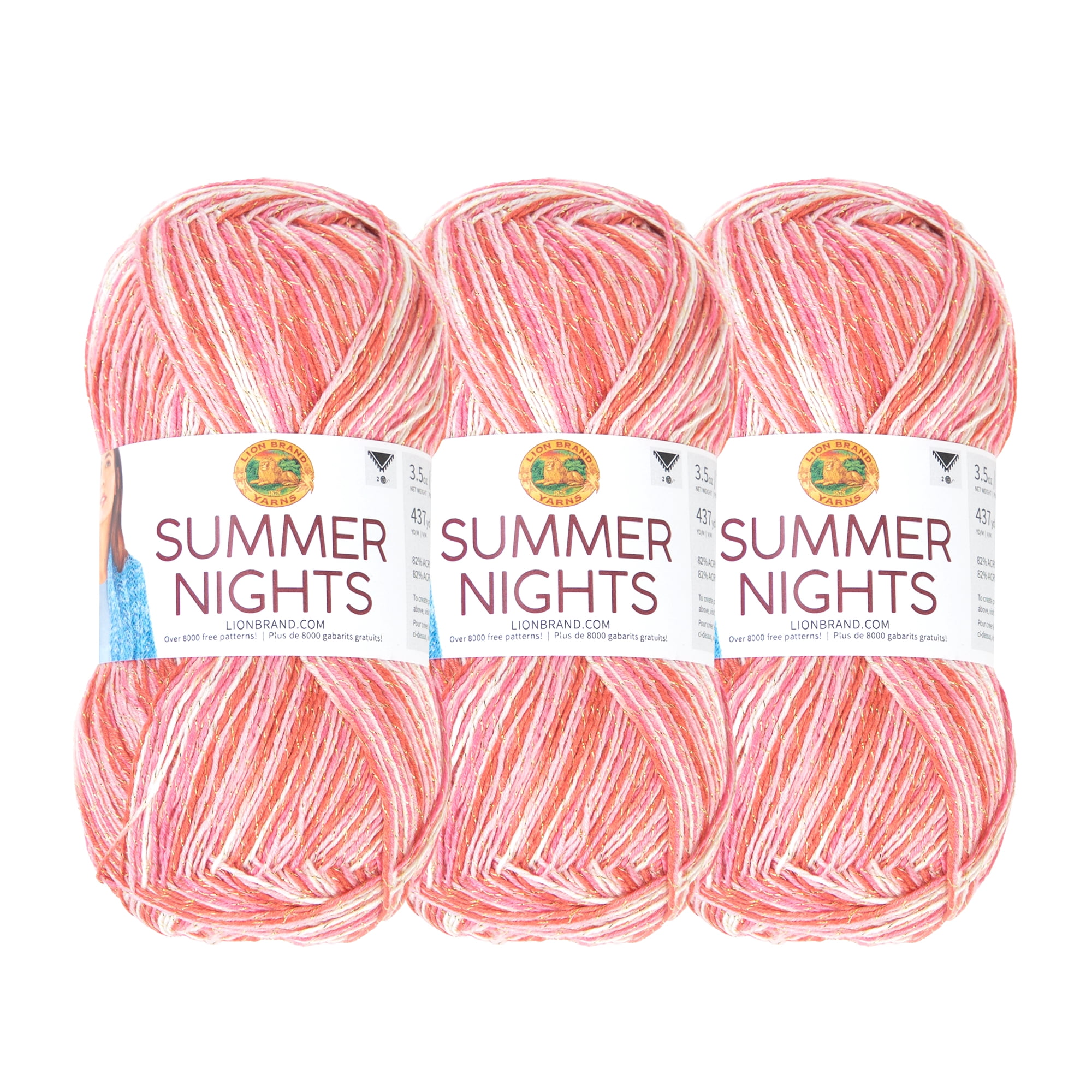 Lion Brand Yarn Summer Nights Tropical Punch Metallic Superfine Acrylic
