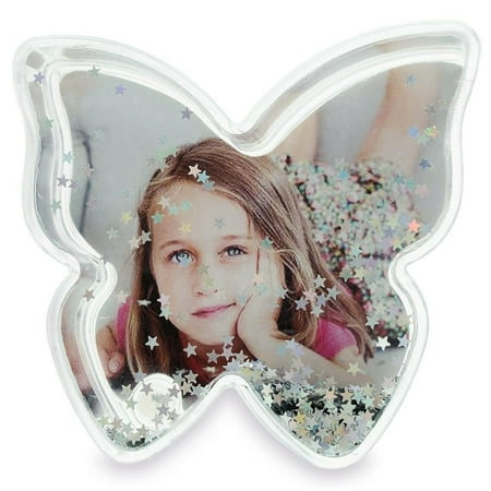 Butterfly Shaped Glitter Globe Picture Frame 3.5 Inches