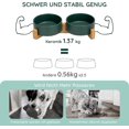 thumbnail image 3 of Comedero de cerámica para perros, comedero doble para perros con soporte de bambú para gatos y perros (400 ml, verde), 3 of 5