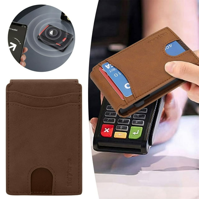 Tool Series Light Brown Microfiber Slim Card Holder For Men – Multifunctional Wallet With Anti Demagnetization ID Pocket For Daily Use Or