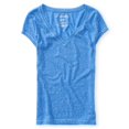thumbnail image 1 of Camiseta básica Marled con cuello en V para mujer de Aeropostale, azul, grande Aeropostale Camiseta básica, 1 of 2