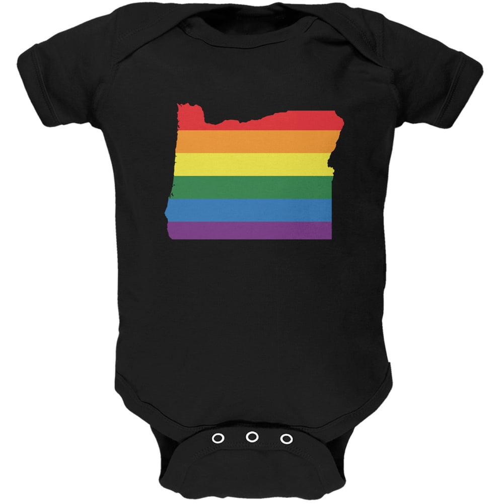 Oregon LGBT Gay Pride Rainbow Black Soft Baby One Piece 1824 months