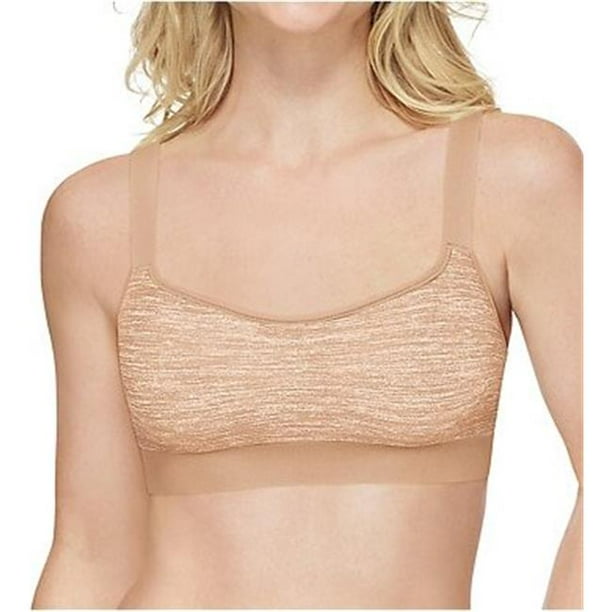 Hanes 738994620590 Reversible Smoothtec Wirefree Bra, Buff Heather -  Large 