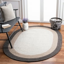 SAFAVIEH Braided Nazca Geometric Reversible Area Rug, Charcoal/Ivory, 4' x 6' Oval