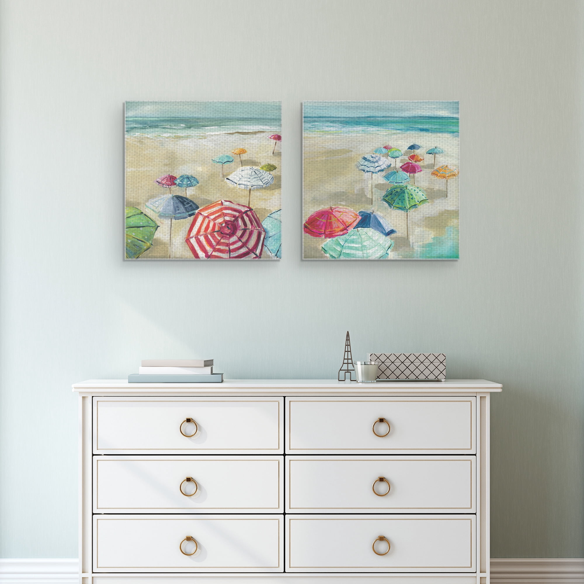 Masterpiece Art Gallery Making Shade I, II by Carol Robinson Beach Coastal Canvas Art Print Set of 2 (16" x 16")