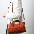 thumbnail image 2 of Women Crocodile Pattern PU Leather Crossbody Bag Flap Top Handle Bag Handbag, 2 of 6