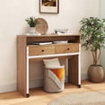 thumbnail image 2 of Costway 39.5" Expandable Rolling Computer Desk with Monitor Shelf 2-tier Desktop 2 Drawers Natural, 2 of 10