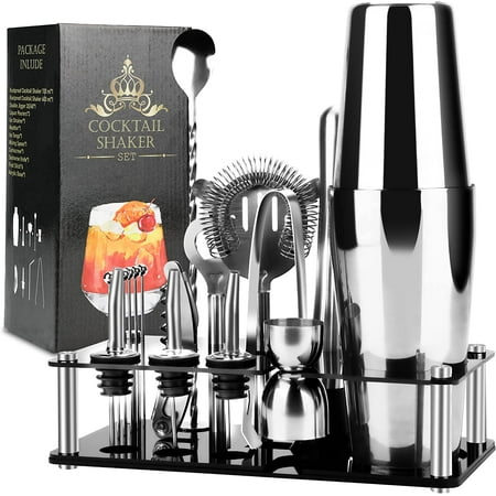 

Bartender Kit Cocktail Shaker Set 20 PCS Stainless Steel Mixology Bartender Kit with Boston Shaker and Acrylic Stand Professional Bar Tools Cocktail Kit Elegant Gift for Christmas New Year Birth