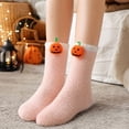 thumbnail image 5 of Halloween Mid Calf Sleep Socks for Women Coral Fleece Plush Warm Fuzzy Socks with Festive Detail Ultra Soft Cozy for Indoor Cold Weather and Nighttime Relaxation Pink, 5 of 6