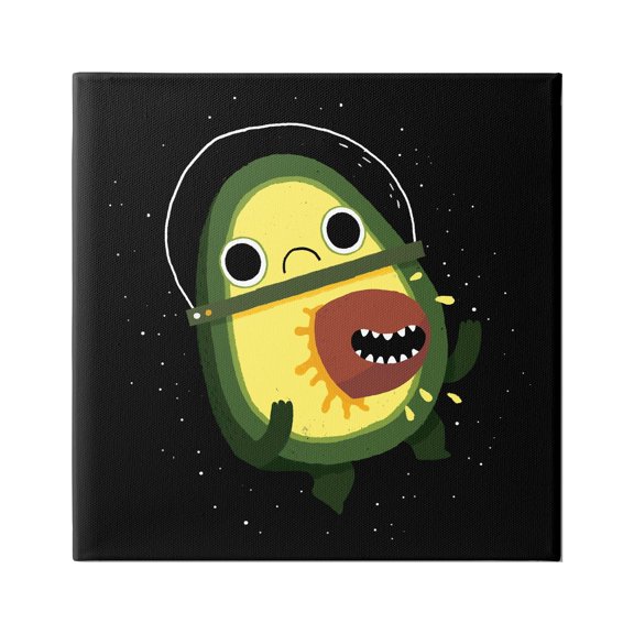 Stupell Industries Green Frowning Avocado Seed Outer Space Astronaut Canvas Wall Art, 30 x 30, Design by Michael Buxton