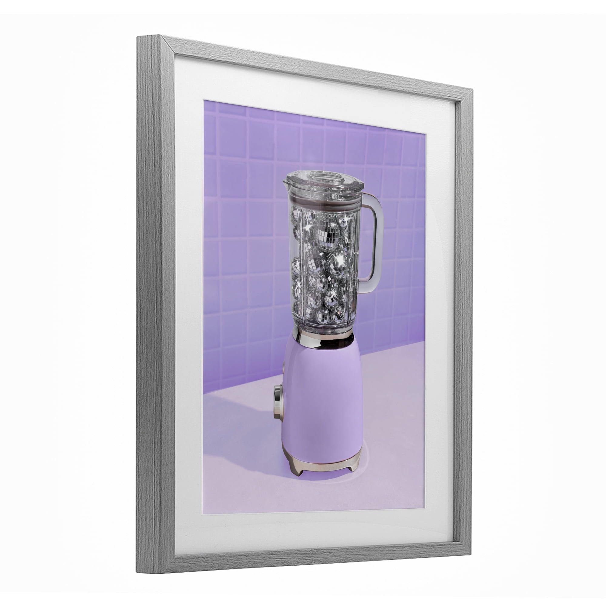 Stupell Industries Disco Drink Blender over Purple Gray Framed Print Under Glass, design by LISH Creative