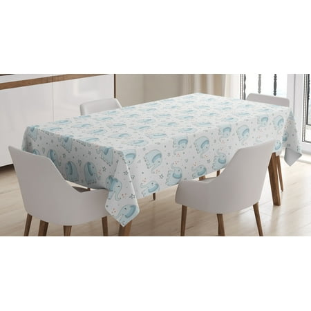 

Ambesonne Animal Tablecloth Rectangular Table Cover Animals Hearts Stars 60 x84 Pale Blue Cinnamon White