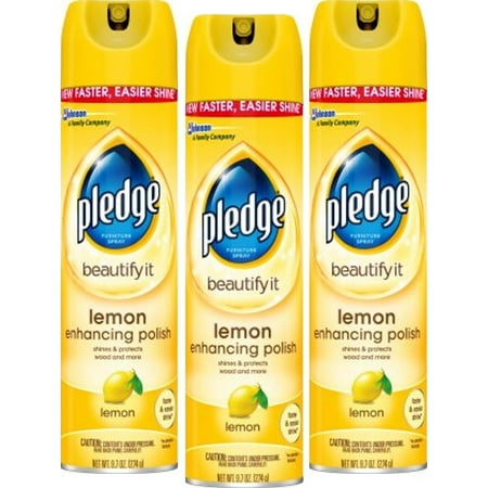 (3 Pack) Pledge Lemon Enhancing Polish 9.7 Ounces (Best Furniture Polish Restorer)