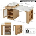 thumbnail image 5 of Bellemave 60" Kitchen Island with Extendable Dining Table and Power Outlet, Mobile Kitchen Storage Islands with 2 Storage Drawers, Rolling Islands Cart with Extra Rows Open Shelves（Natural), 5 of 10