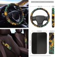thumbnail image 4 of Yuyamidu Green Leopard Print Car Seat Covers Set of 16 Sunflower Car Sunshade Steering Wheel Cover Seat Belt Covers Handbrake Gear Shift Knob Cover Rear View Mirror Cover Coasters Key Chain, 4 of 7