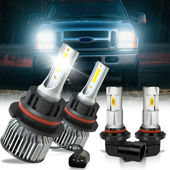 For Ford Excursion 2000-2004 LED Headlight Bulbs,9007/HB5 High beam and Low Beam and 9145 Fog light Bulbs,Pack of 4