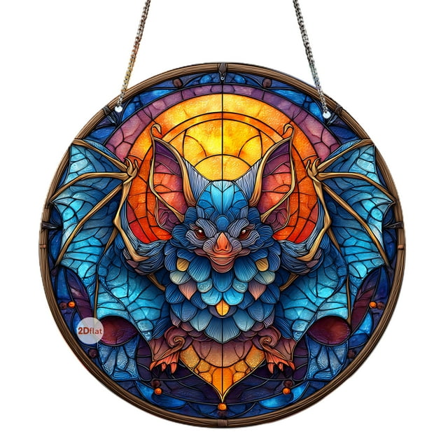 Gothic Halloween Skeleton Stained Glass Style Acrylic Window Hanging Ornament Colorful Decorative Pendant For Seasonal