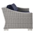 thumbnail image 4 of Modway Conway 4-Piece Outdoor Patio Wicker Rattan Furniture Set in Light Gray Navy, 4 of 10