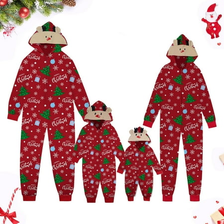 

Vestitiy 2024 Matching Family Christmas Union Suit Pajama Set Crew Neck Long Sleeve Xmas Jammies for Family For Baby