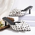 thumbnail image 3 of Xucatan Women's Patent Leather Slide Heels, Elegant Polka Dot Bow Mule Shoes, Comfortable High-heeled Shoes Heel for Evening Party Wear Gift, 3 of 7