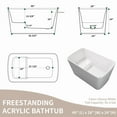 thumbnail image 7 of 49" Freestanding Soaking Tub,Deep Square Acrylic Bathtub with Built in Seat,Shoulder Level Soaking,Quick Drain and Overflow,Glossy,Spa Like Relaxation for Small Bathrooms,White, 7 of 7