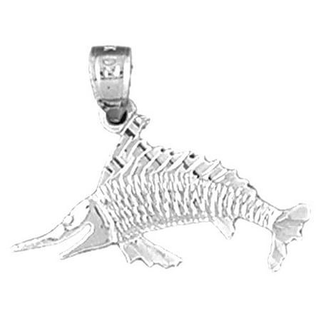 14K White Gold Marlin Pendant - 17 mm