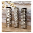 thumbnail image 3 of DecMode 4"W, 12"H Geometric Silver Ceramic Vase with Varying Patterns, Set of 3, 3 of 15