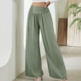 thumbnail image 2 of Boho Pants for Women Beach Pants Lounge Trousers High Waisted Wide Leg Pants Pleated Belly Control Flowy Slacks, 2 of 7