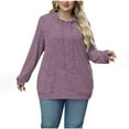 thumbnail image 6 of Lenpel Women's Plus Size Hoodies Ribbed Knit Drawstring Long Sleeve Shirts Soft Casual Tunic Tops Lightweight Knit Sweaters(Purple,XX-Large), 6 of 7
