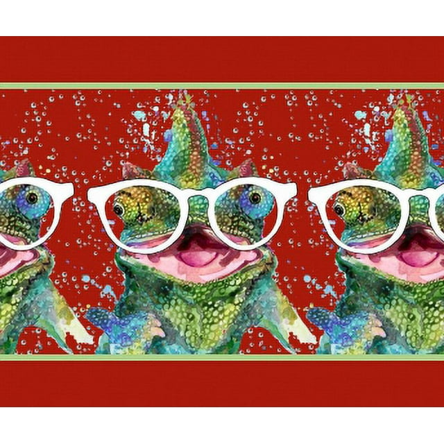 IBA Indianbeautifulart Red Goggles & Frog Animal Printed Ribbon Trim 9 Yards Velvet Fabric Laces For Crafts Sewing Accessories 3 Inches