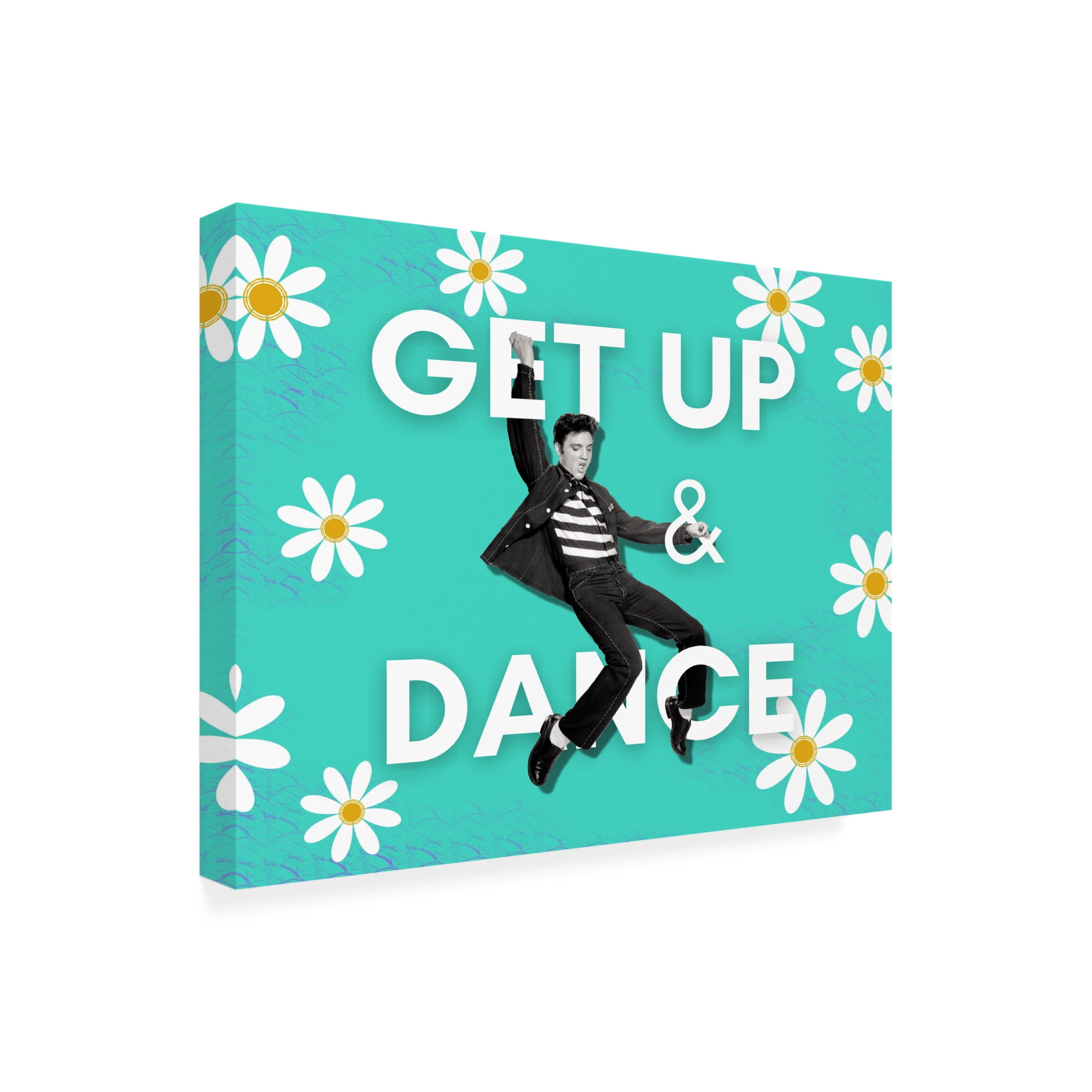 Canvas Wall Art - Tina Mitchell 'Get Up and Dance Elvis Daisy' Wall Art for Living Room, Bedroom, or Office Décor by Trademark Fine Art - 47 x 47 Inches